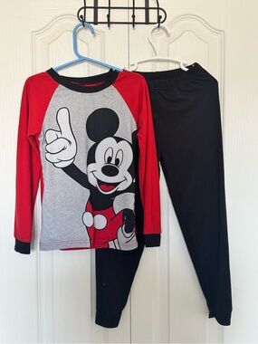Disney Red, Gray & Black Mickey Mouse Kids Pajama Set